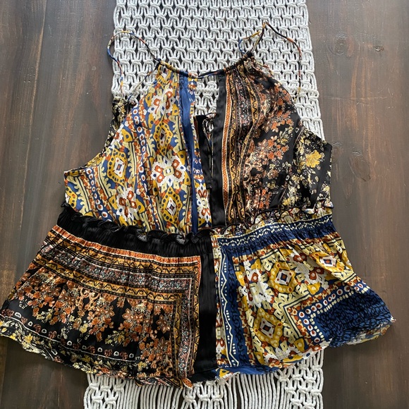 Free People Bellini patchwork slit front sleeveless blouse - Picture 3 of 9